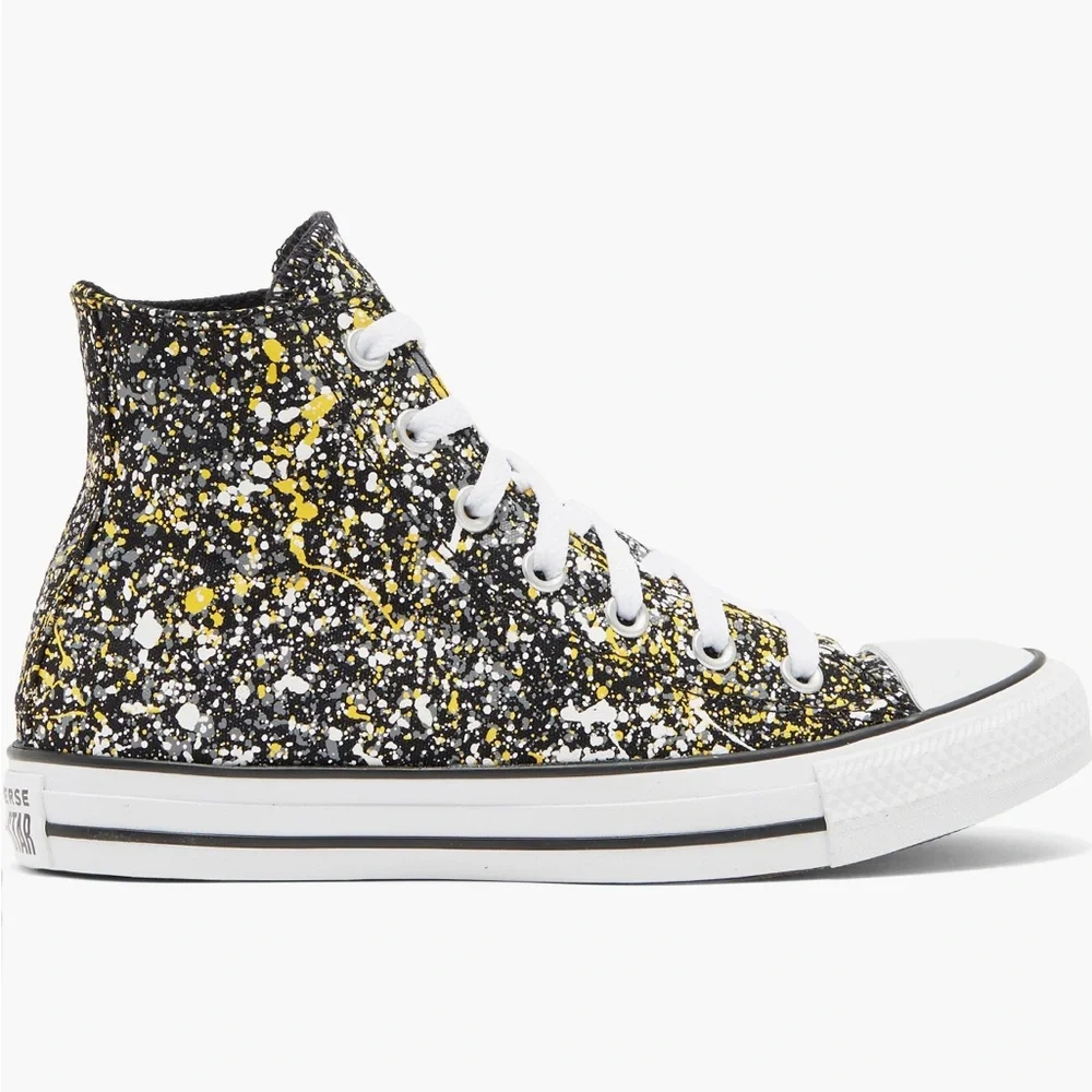 CONVERSE Chuck Taylor ALL-STAR HI‎ Paint Splatter Black/Yellow/White Mens size 5 - Picture 3 of 8